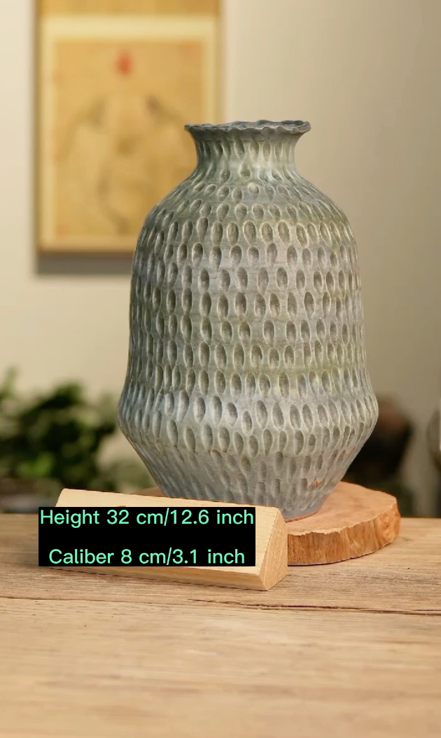 Handmade Vase- Hand Engraving(Height 32 cm/12.6 inch;  Caliber 8 cm/3.1 inch)