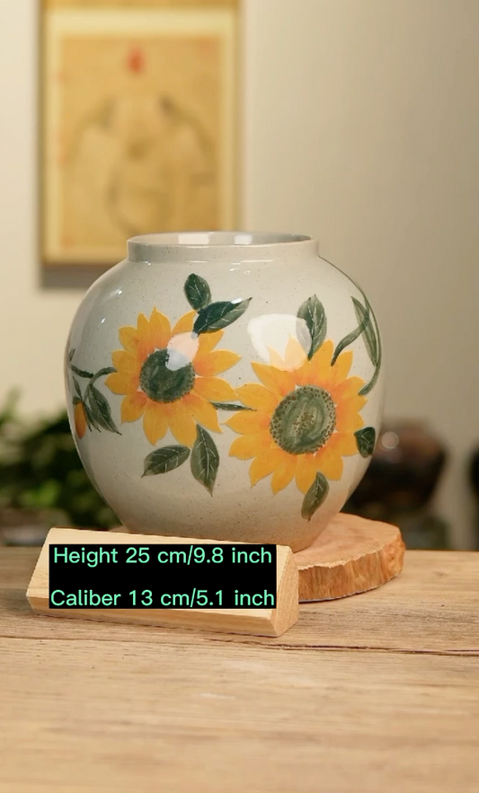 Handmade Sunflower Vase(Height 24cm/9.4inch  Caliber 14cm/5.5inch)