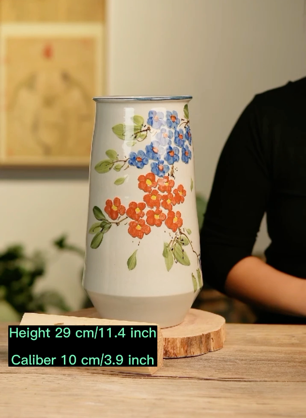 Handmade Vase- Hand Painting(Height 29 cm/11.4 inch;  Caliber 10 cm/3.9 inch)