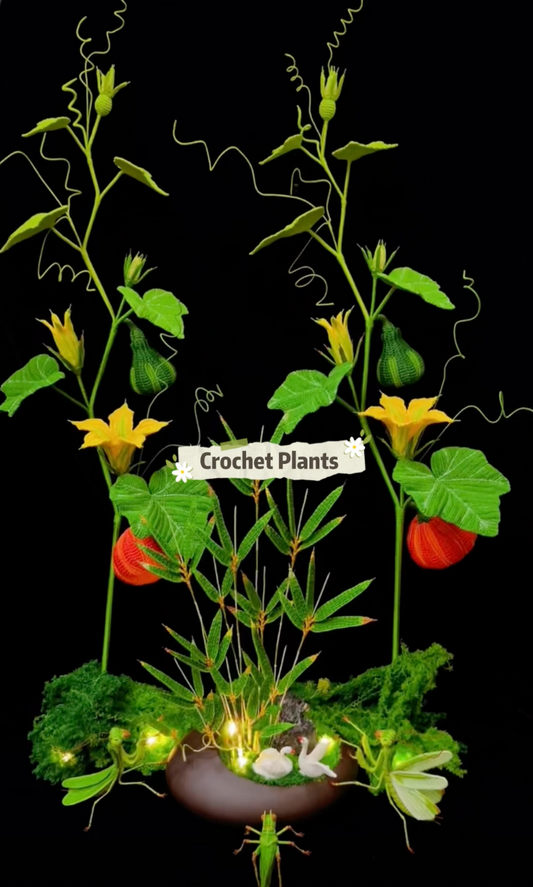 Crochet Bamboo/Pumpkin Plant- Hollow Cotton