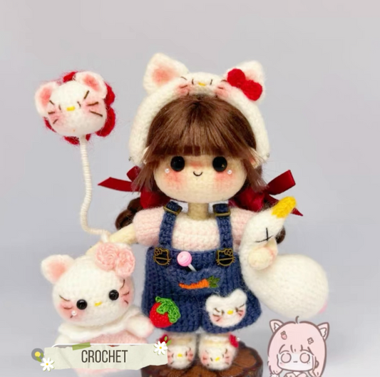Goose Girl/Mini Girl/Hello Kitty with Kitty Toy(11~12 cm/4.3~4.5 inch)