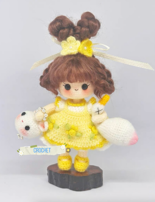 Goose Girl/Mini Girl/Yellow Outfit with Cat Bag(11~12 cm/4.3~4.5 inchh)