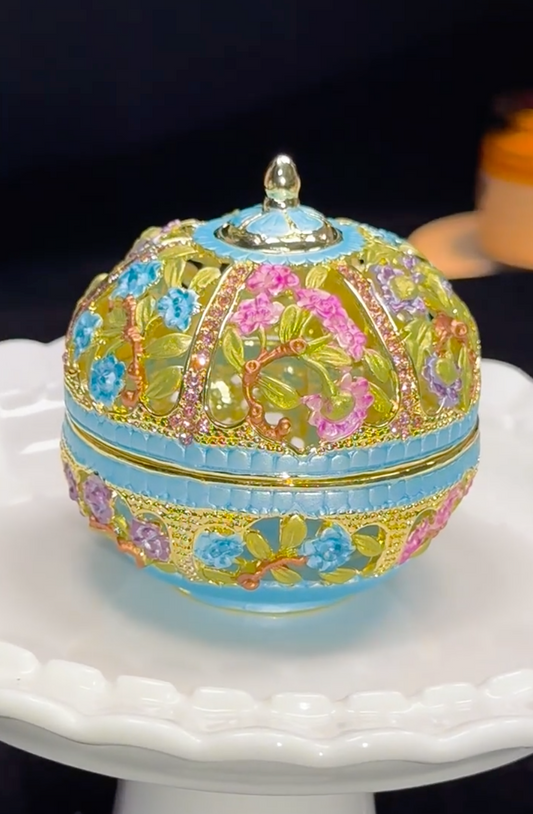 Hand Enameled Jewelry Box- Flower Box(6*6.5 cm/2.4*2.6 inch;0.153 kg/5.4 oz)