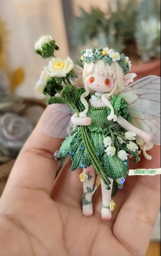 Crochet Mini Girl/Flower Fairy/Micro Crochet(8 cm/3.1 inch)