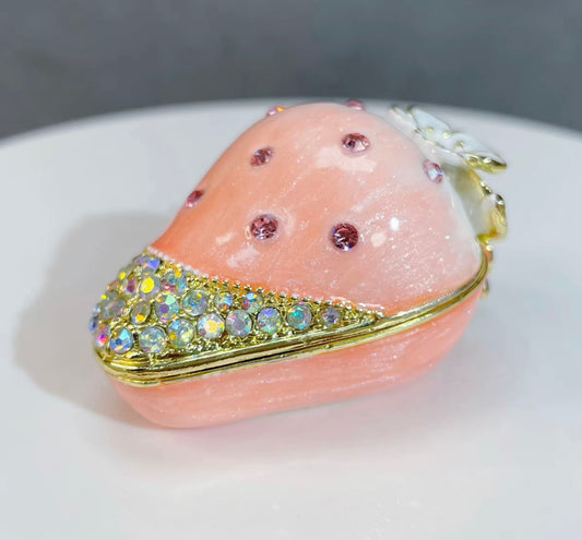 Hand Enameled Jewelry Box- Strawberry(5.5*5*7 cm/2.2*2*2.8 inch;0.107 kg/3.8 oz)