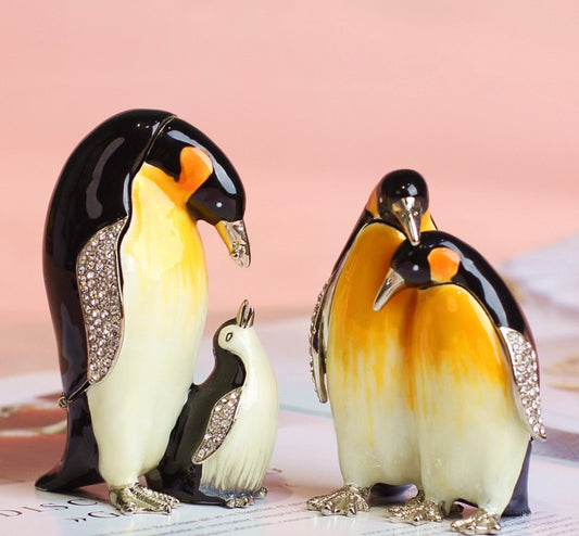 Hand Enameled Jewelry Box- Penguin