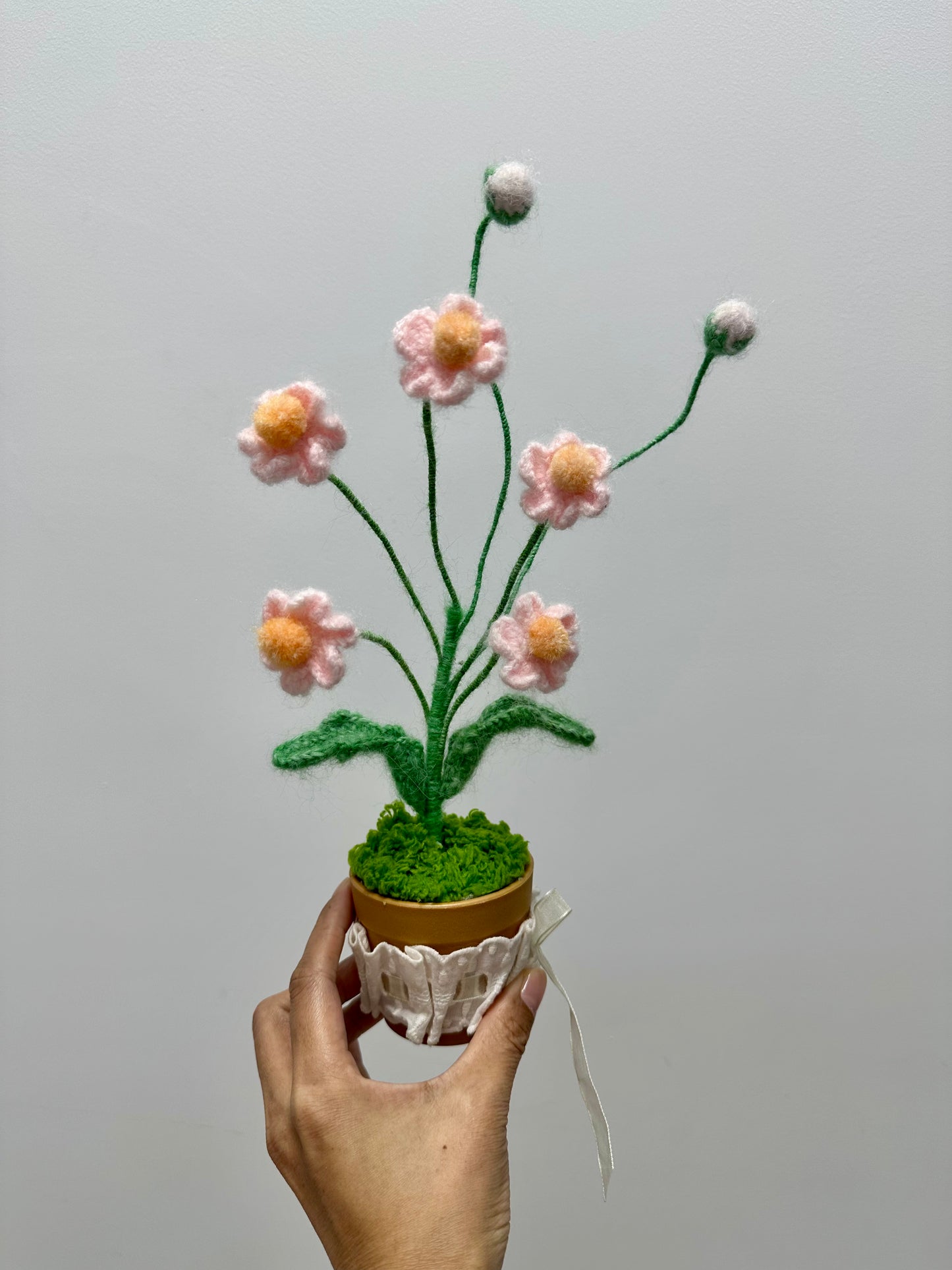 Crochet Flower(Mohair) with Pot