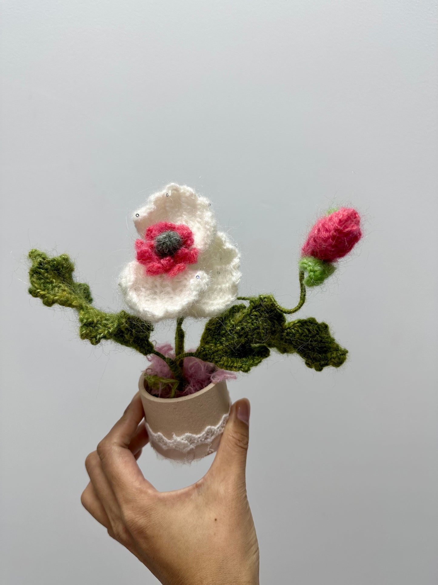 Crochet Flower(Mohair) with Pot