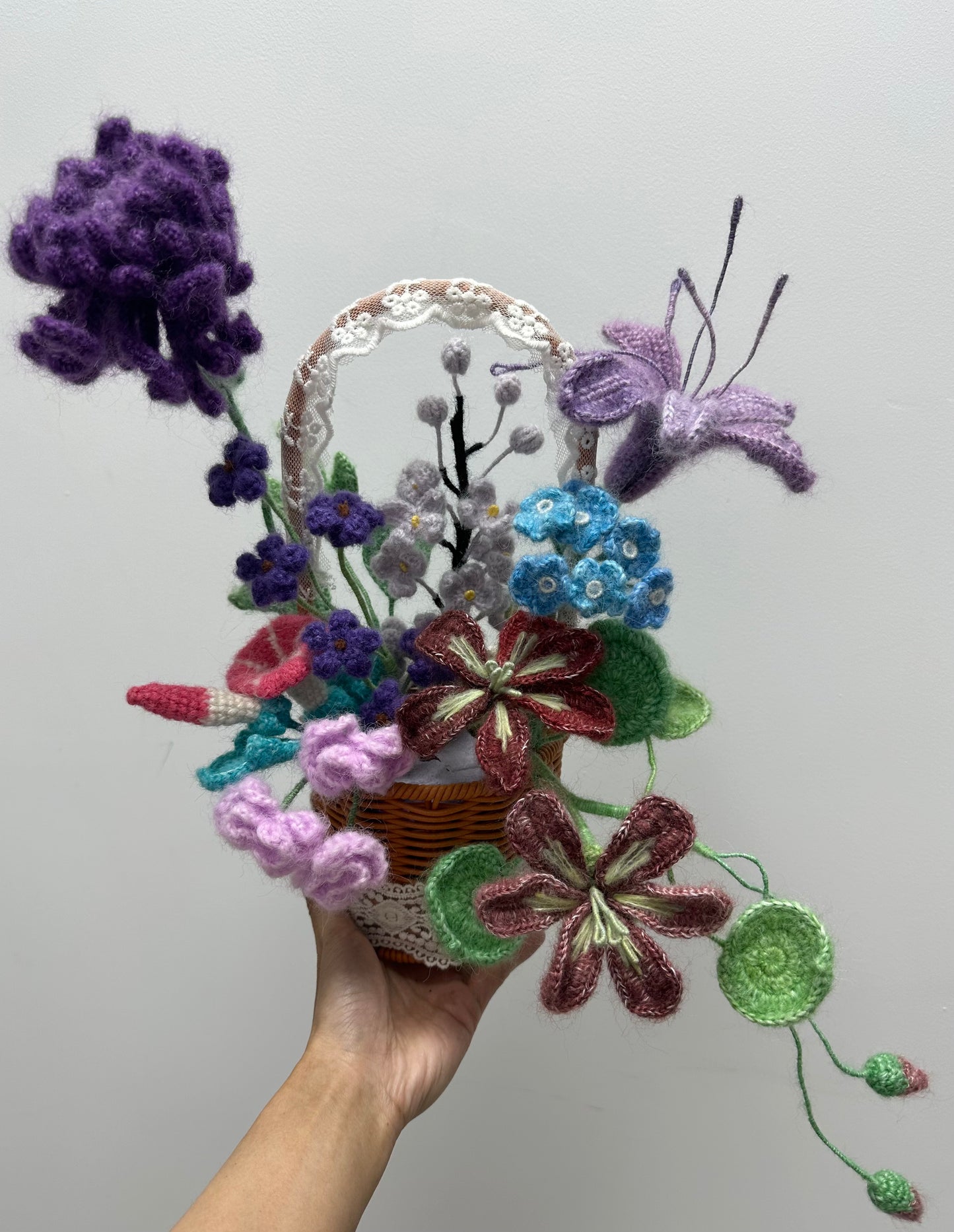 Crochet Flower(Mohair) with Basket