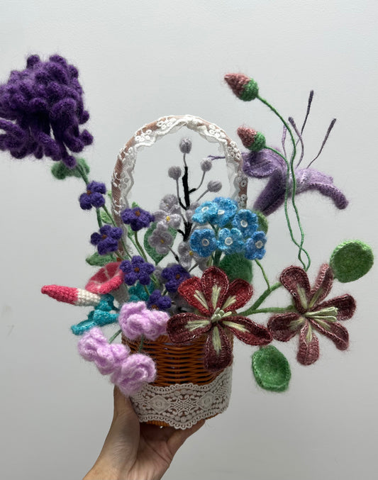 Crochet Flower(Mohair) with Basket