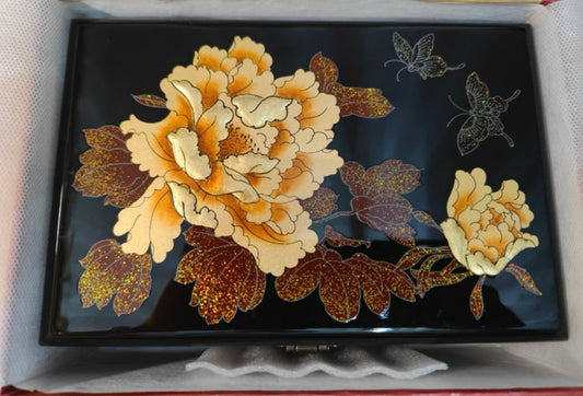 Wooden Jewelry Box- Peony Flower(21*14*7.5 cm/8.3*5.5*3 inch)
