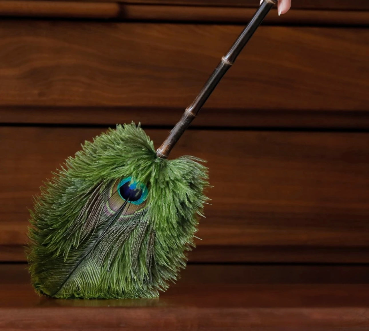 Ostrich Feather+Peacock Feather Duster+ Bamboo Handle