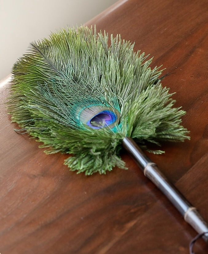 Ostrich Feather+Peacock Feather Duster+ Bamboo Handle