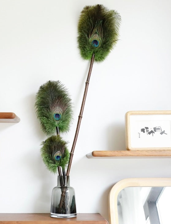 Ostrich Feather+Peacock Feather Duster+ Bamboo Handle