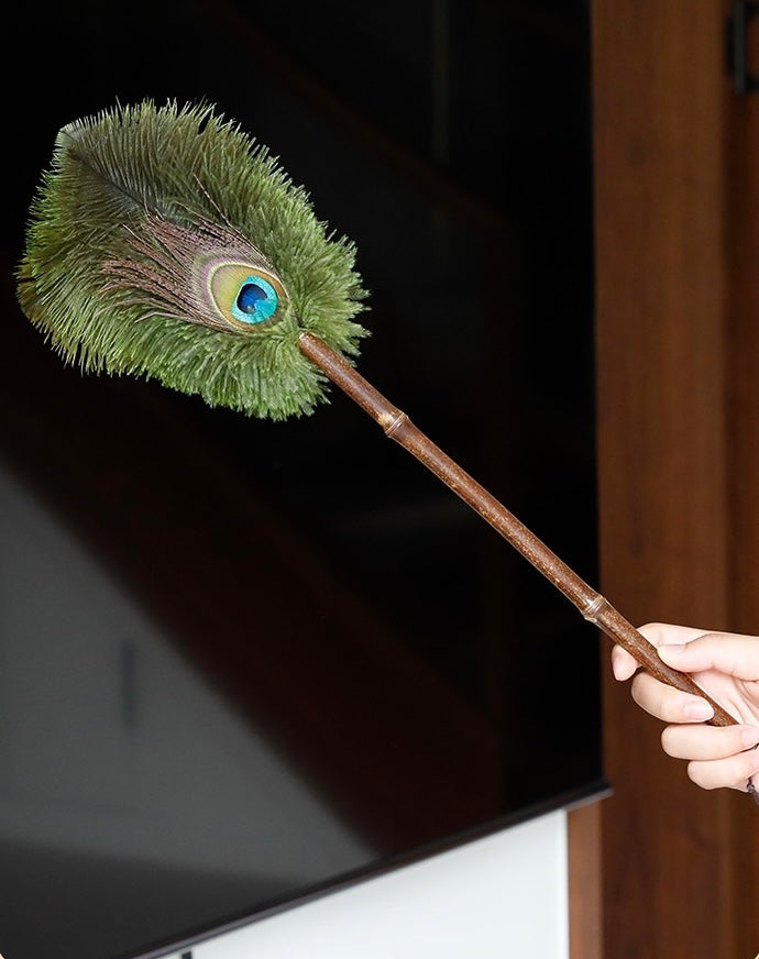 Ostrich Feather+Peacock Feather Duster+ Bamboo Handle