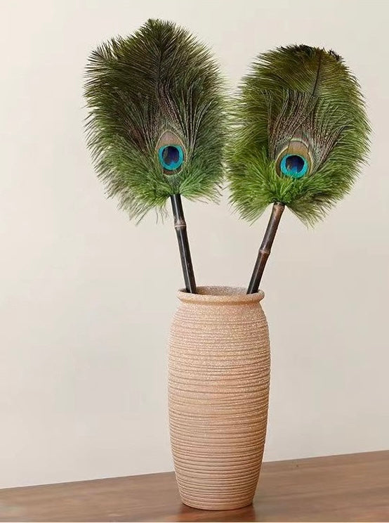 Ostrich Feather+Peacock Feather Duster+ Bamboo Handle