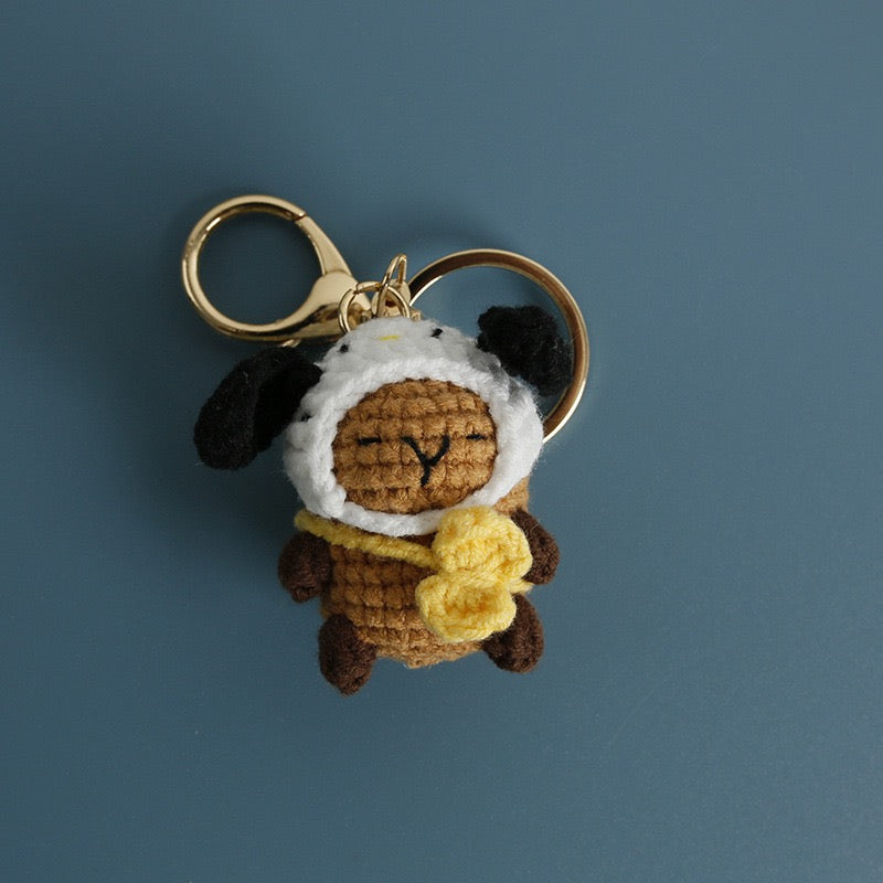 Crochet Capybara with hat Keychain/Vegetable/Strawberry/Frog/Orange/Fishman/Pink Pig/ Pink Bear/Pacha/Pikachu/Black Cat//3 Eyes MonsterMelody/Chicken