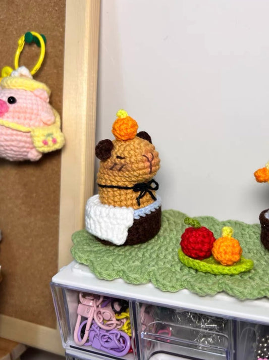 Crochet Capybara with Bathtub(6 cm/2.4 inch)