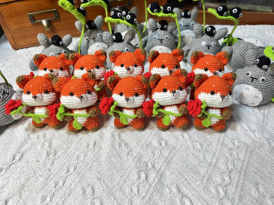 Crochet Fox with Flower