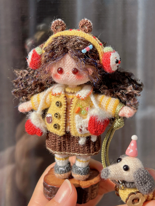 Crochet Mini Girl/Dog Pet