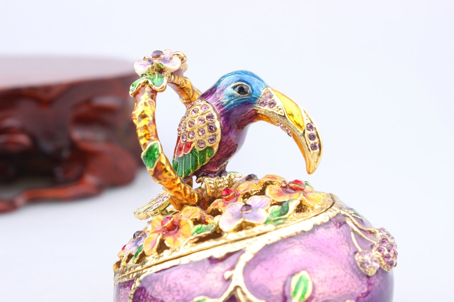 Hand Enameled Jewelry Box- Toucan Bird(6.5*6.5 cm/2.6*2.6inch)