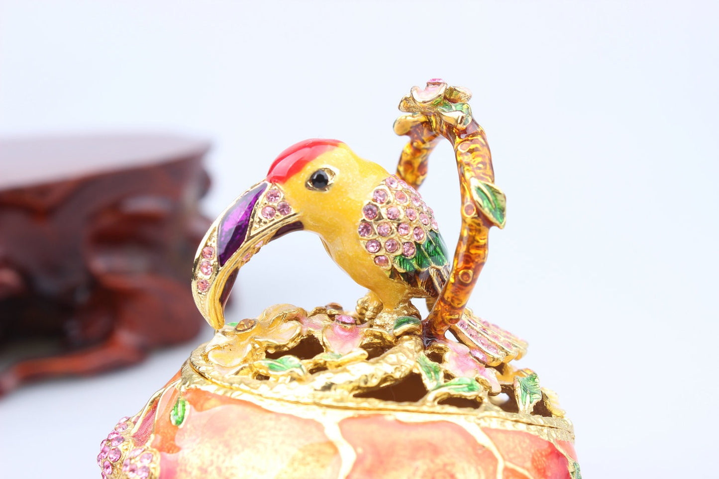 Hand Enameled Jewelry Box- Toucan Bird(6.5*6.5 cm/2.6*2.6inch)