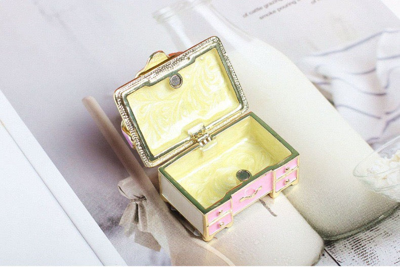 Hand Enameled Jewelry Box- Sewing Machine with Table(6.5*6.5 cm/2.6*2.6 inch)