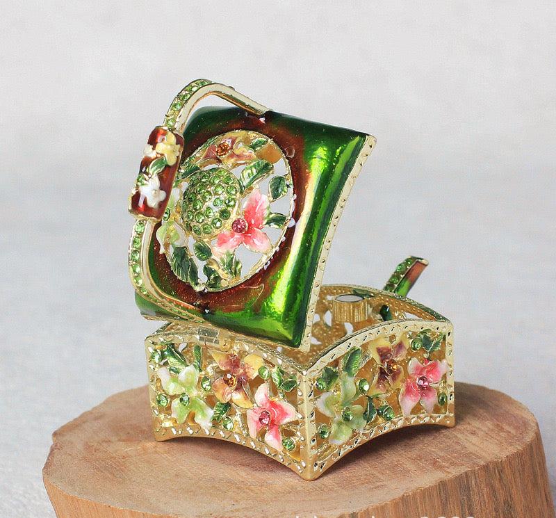 Hand Enameled Jewelry Box- Flower Kettle(5.5*5 cm/2.2*2 inch)