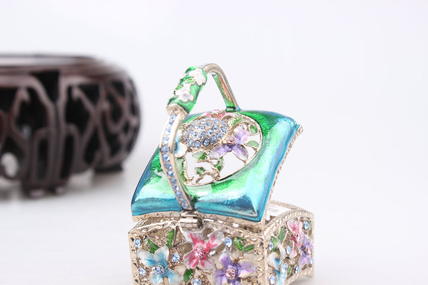 Hand Enameled Jewelry Box- Flower Kettle(5.5*5 cm/2.2*2 inch)