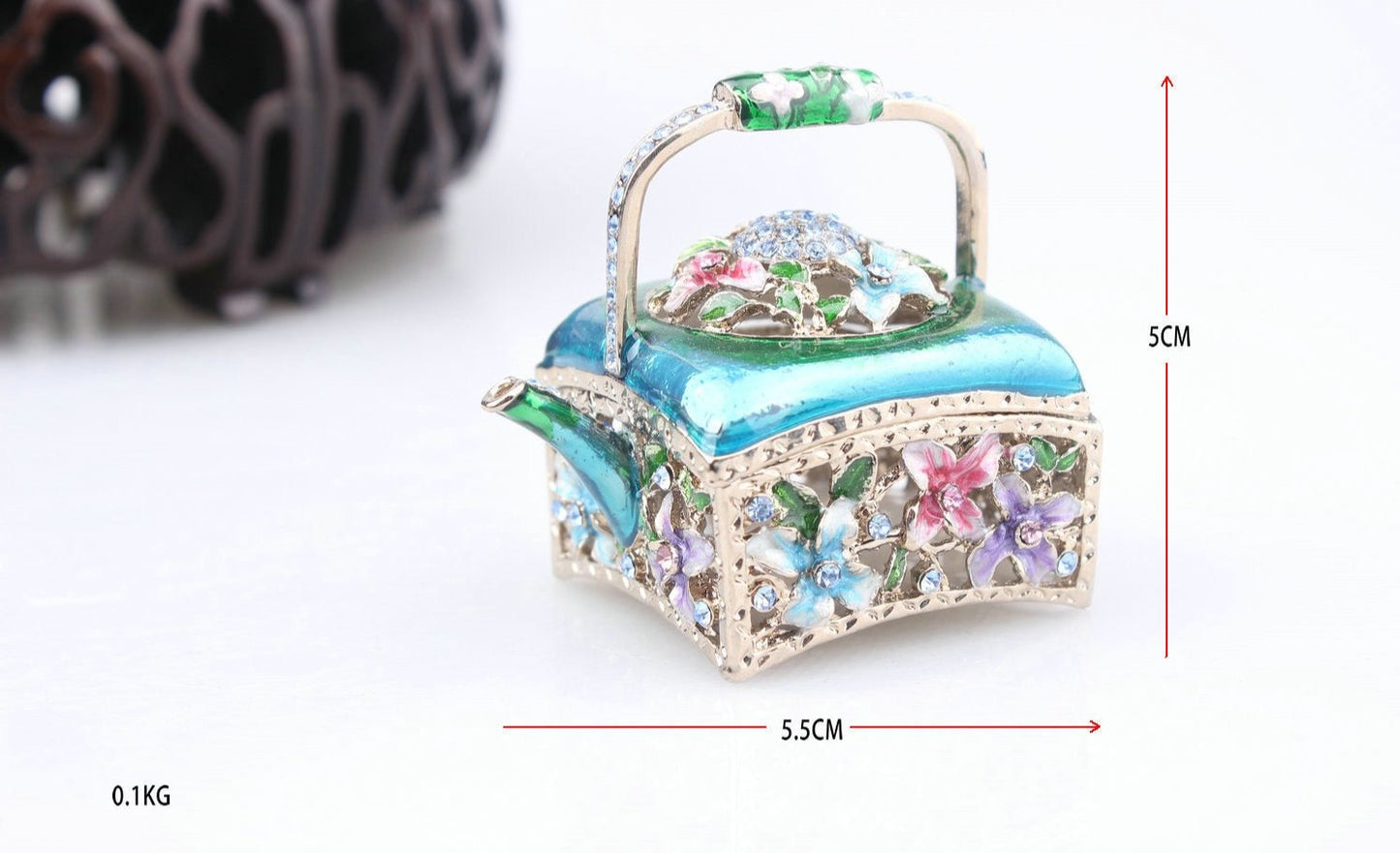 Hand Enameled Jewelry Box- Flower Kettle(5.5*5 cm/2.2*2 inch)