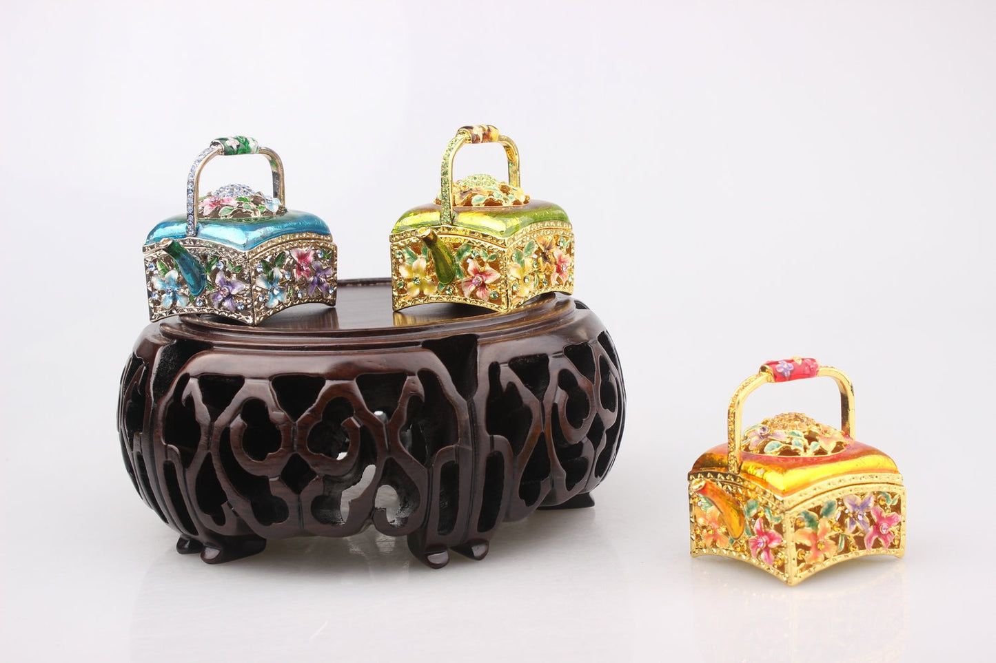 Hand Enameled Jewelry Box- Flower Kettle(5.5*5 cm/2.2*2 inch)