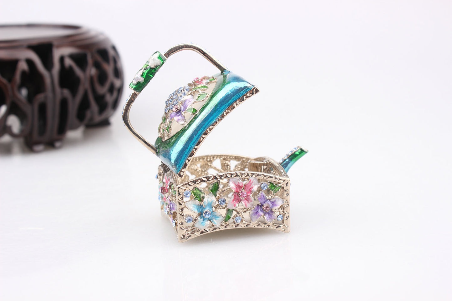 Hand Enameled Jewelry Box- Flower Kettle(5.5*5 cm/2.2*2 inch)