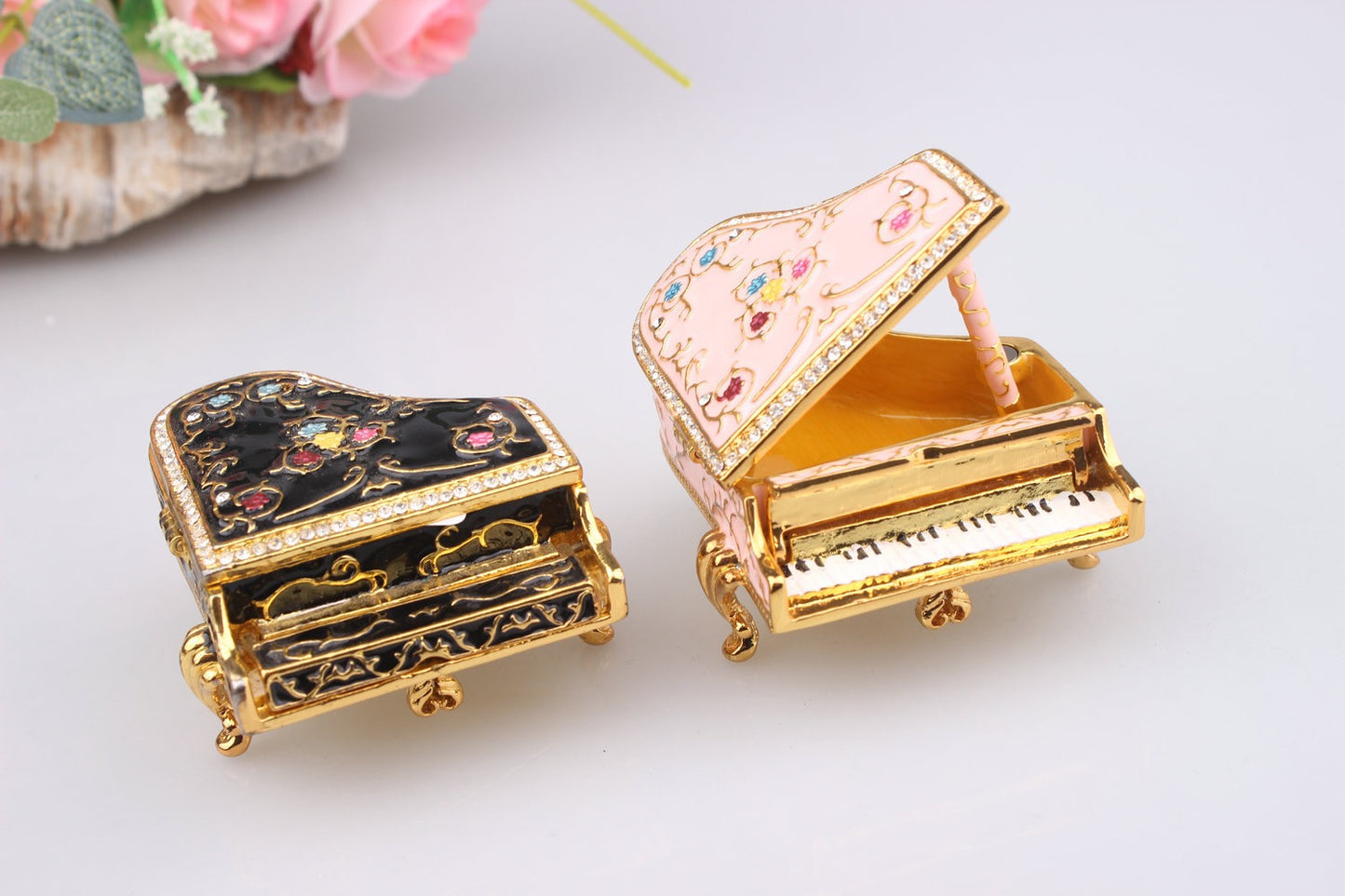 Hand Enameled Jewelry Box- Piano(6*6*7 cm/2.4*2.4*2.8 inch)