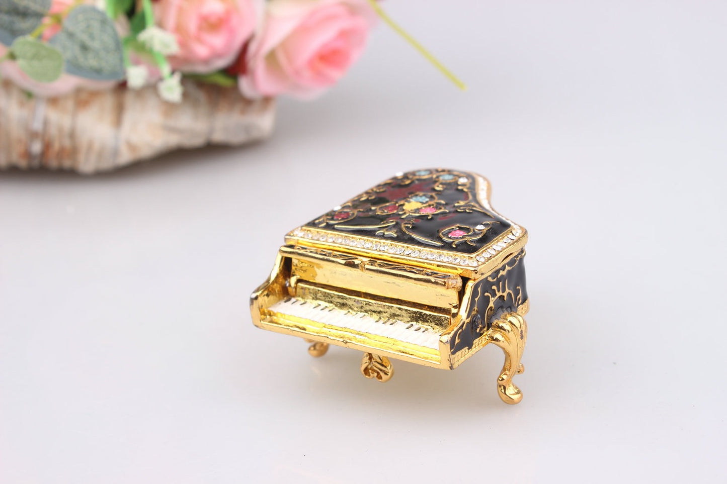 Hand Enameled Jewelry Box- Piano(6*6*7 cm/2.4*2.4*2.8 inch)