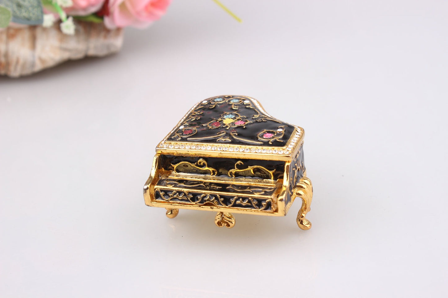 Hand Enameled Jewelry Box- Piano(6*6*7 cm/2.4*2.4*2.8 inch)