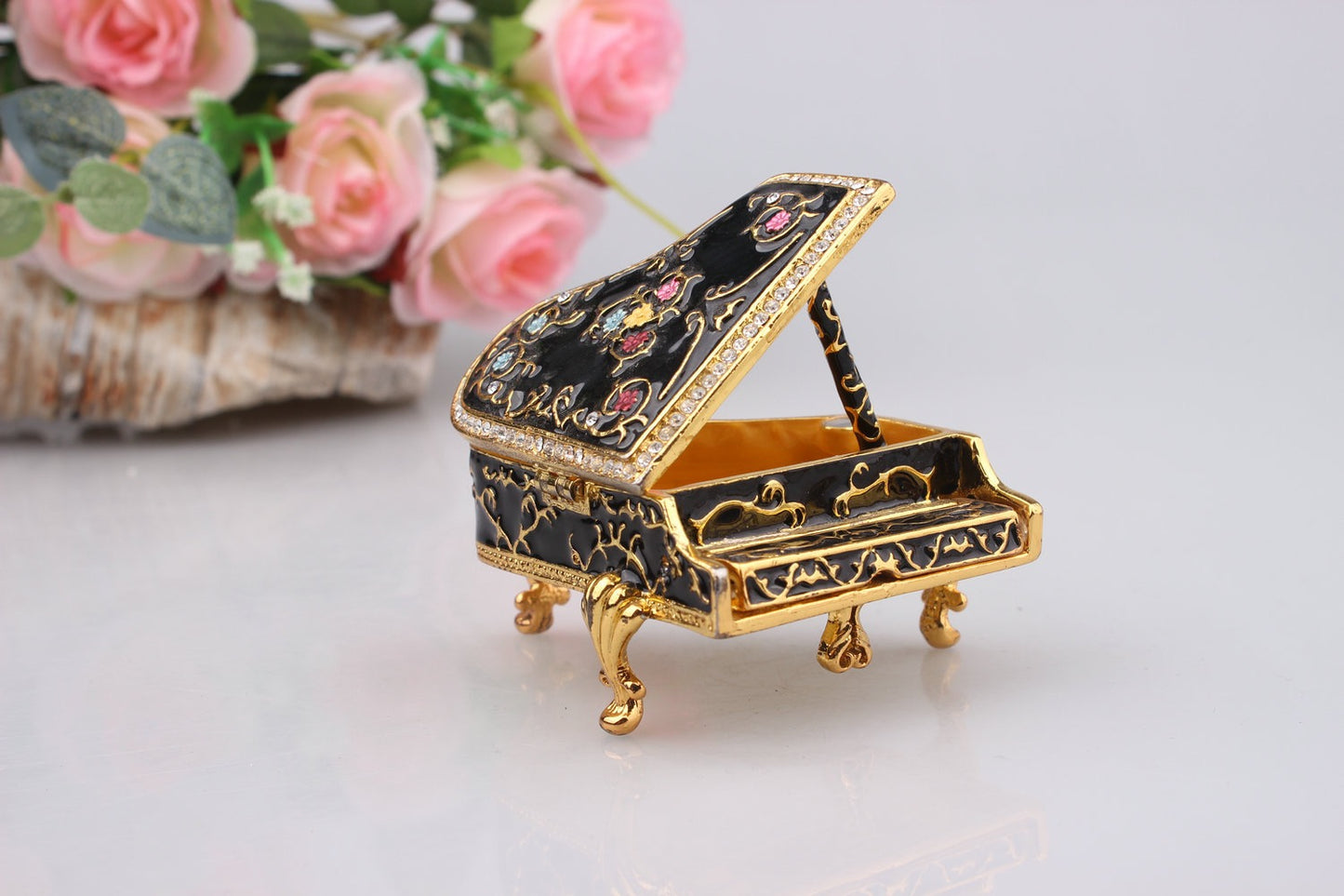 Hand Enameled Jewelry Box- Piano(6*6*7 cm/2.4*2.4*2.8 inch)