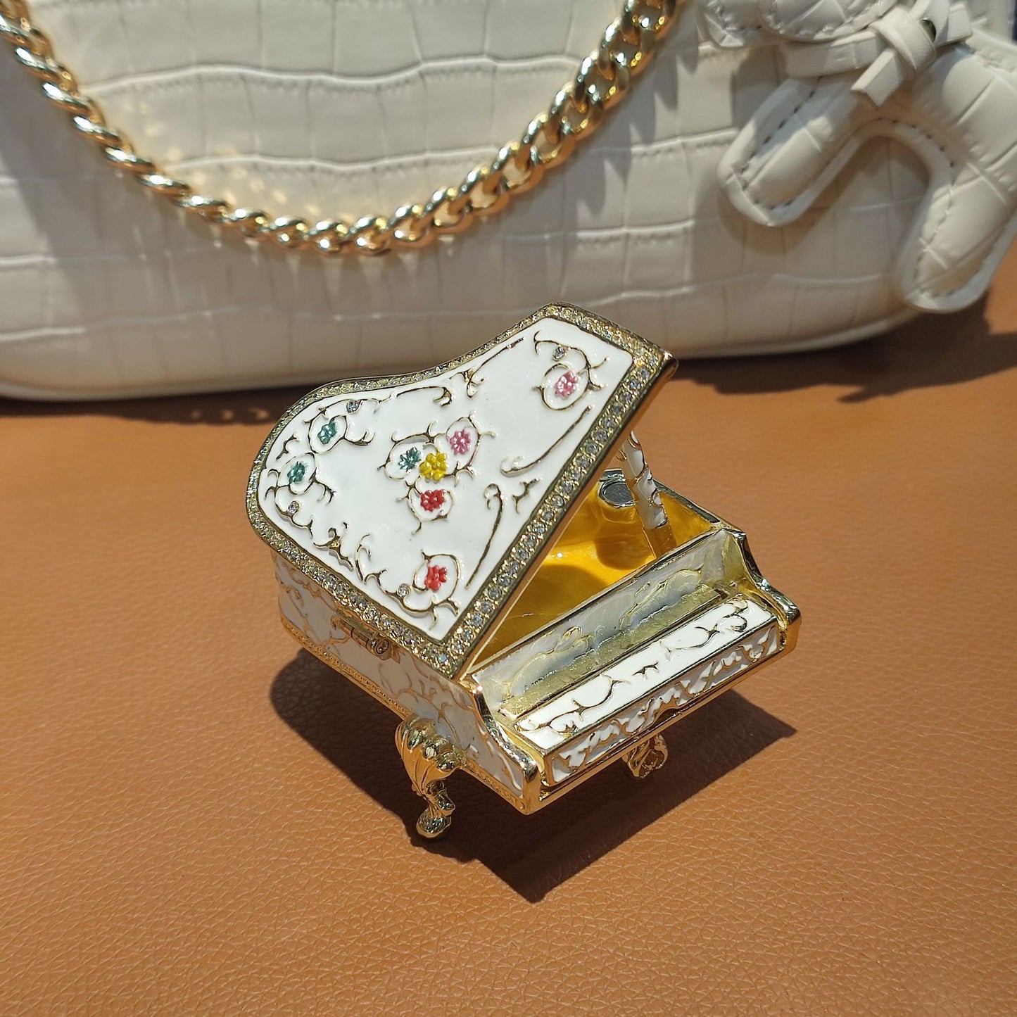 Hand Enameled Jewelry Box- Piano(6*6*7 cm/2.4*2.4*2.8 inch)