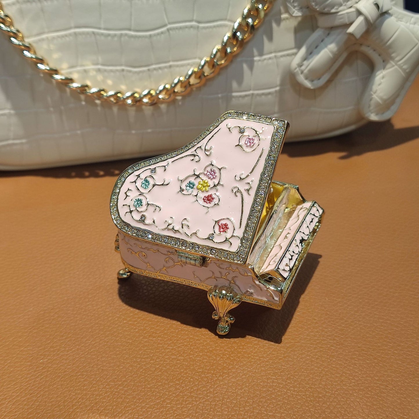 Hand Enameled Jewelry Box- Piano(6*6*7 cm/2.4*2.4*2.8 inch)