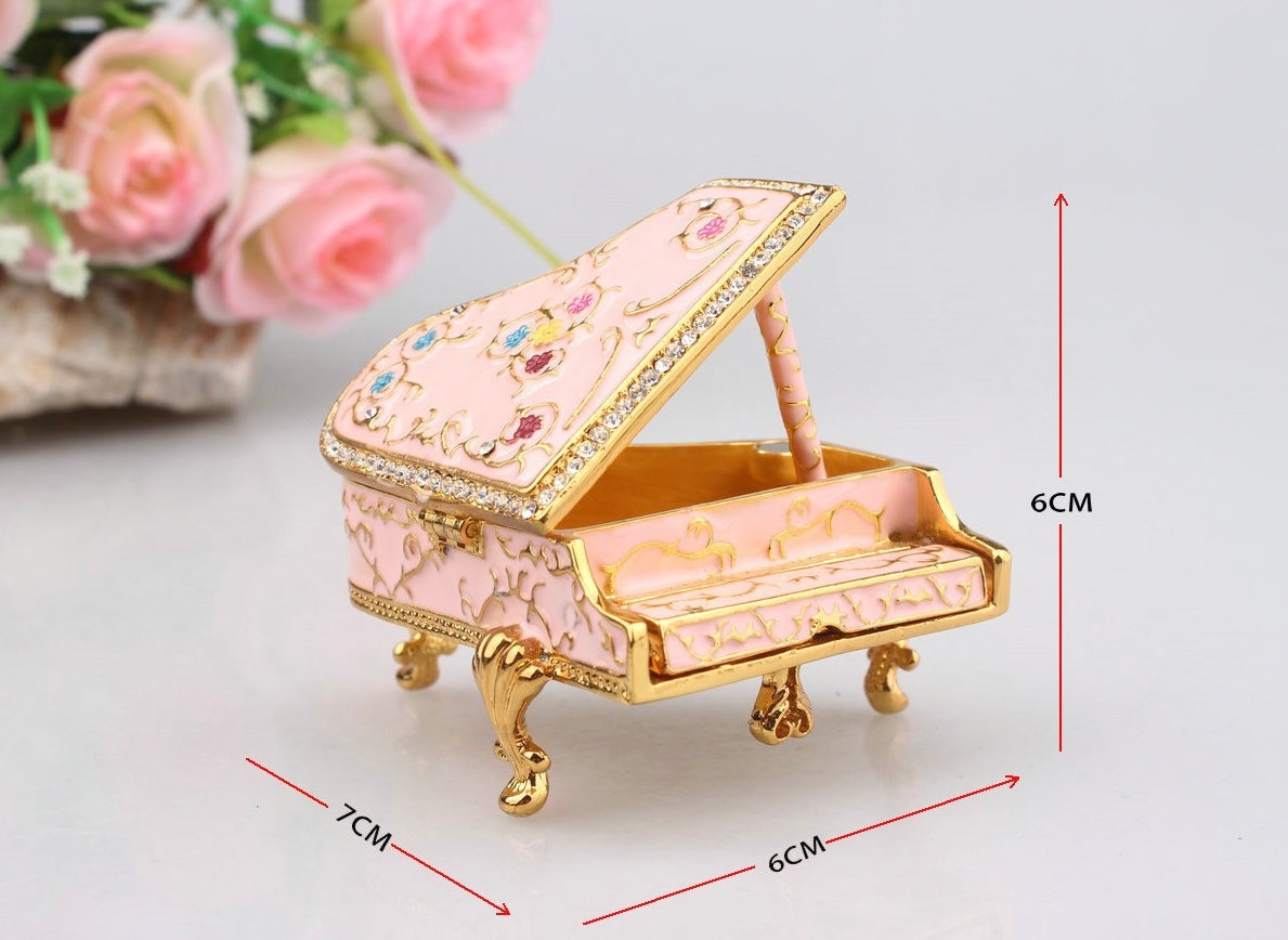 Hand Enameled Jewelry Box- Piano(6*6*7 cm/2.4*2.4*2.8 inch)