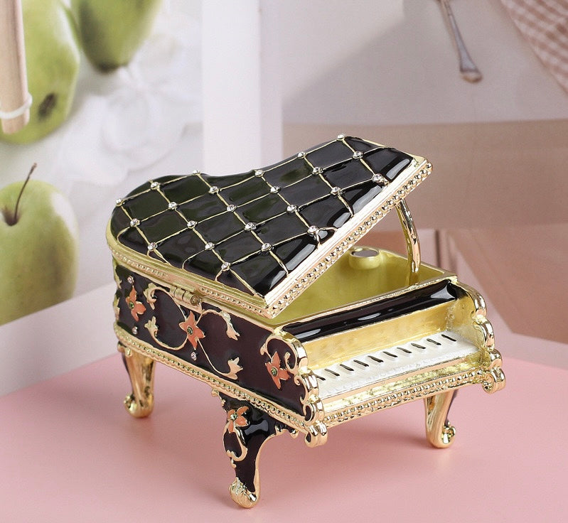 Hand Enameled Jewelry Box- Piano(9*6.5*5.5 cm/3.5*2.6*2.2 inch)