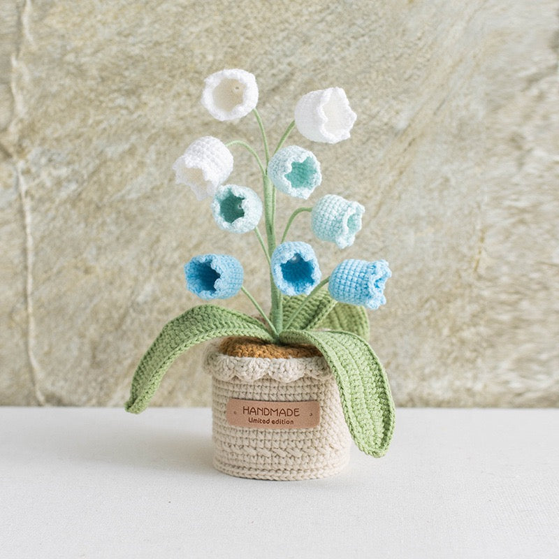 Lily of the Valley Flower with Crochet Pot(26 cm/10.2 inch)