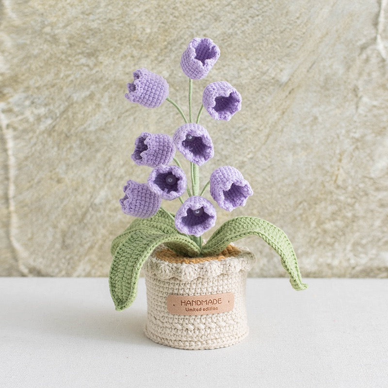 Lily of the Valley Flower with Crochet Pot(26 cm/10.2 inch)