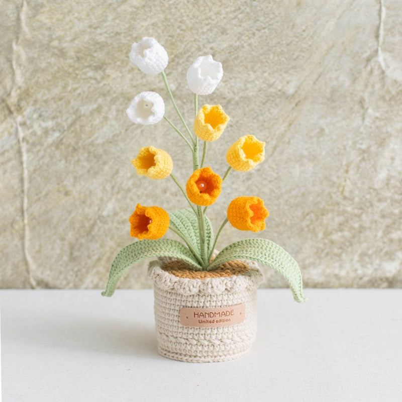 Lily of the Valley Flower with Crochet Pot(26 cm/10.2 inch)