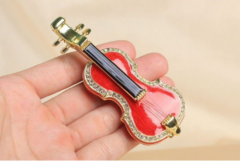 Hand Enameled Jewelry Box- Violin(4*2*10 cm/1.6*0.8*3.9 inch)