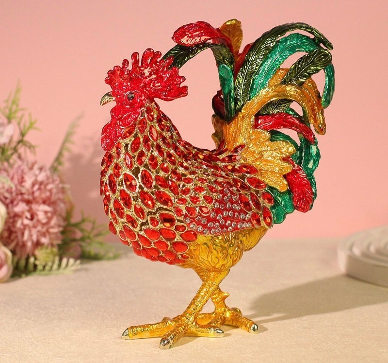 Hand Enameled Jewelry Box- Rooster(10*11 cm/3.9*4.3 inch)