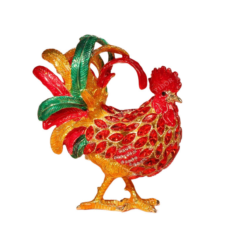 Hand Enameled Jewelry Box- Rooster(10*11 cm/3.9*4.3 inch)