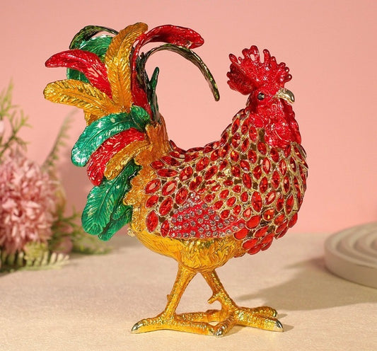 Hand Enameled Jewelry Box- Rooster(10*11 cm/3.9*4.3 inch)