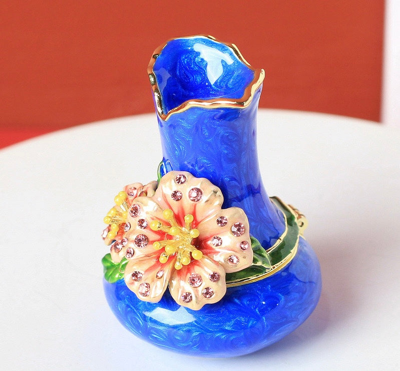 Hand Enameled Jewelry Box- Flower Vase(4*6 cm/1.6*2.4 inch)