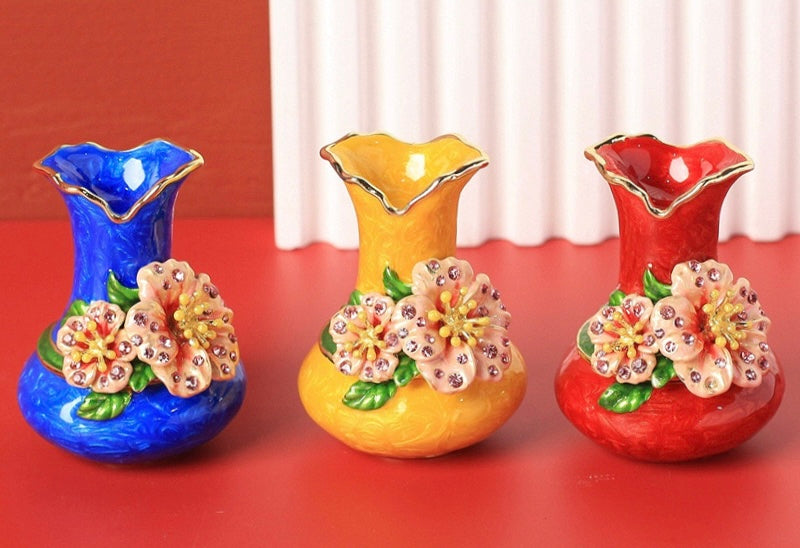 Hand Enameled Jewelry Box- Flower Vase(4*6 cm/1.6*2.4 inch)