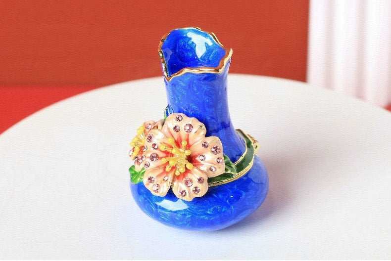 Hand Enameled Jewelry Box- Flower Vase(4*6 cm/1.6*2.4 inch)